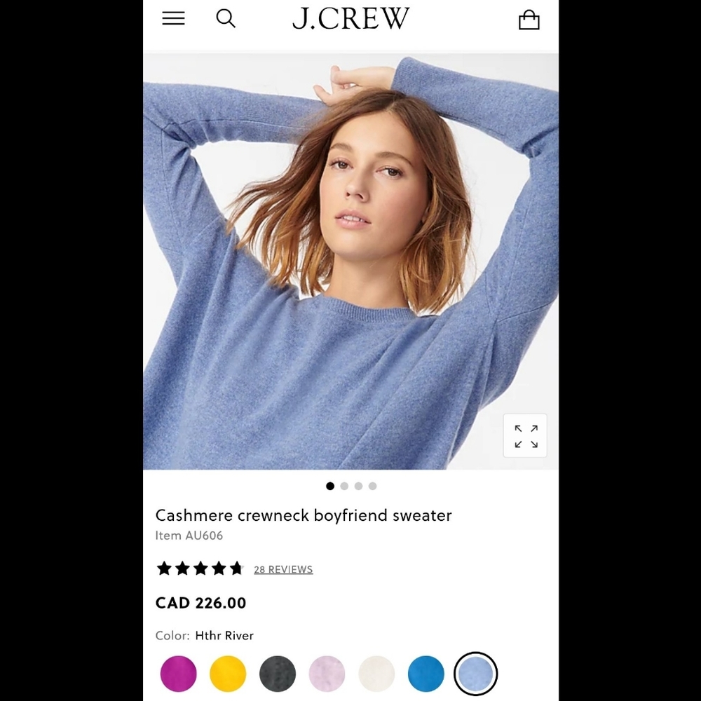 NWT - J. Crew cashmere crew neck boyfriend sweater